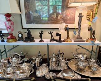 antique sterling silver tea set and Table wears