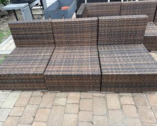 Wicker Weaving  Secional  Sofa Set Patio Furniture & Table BUY IT NOW $180