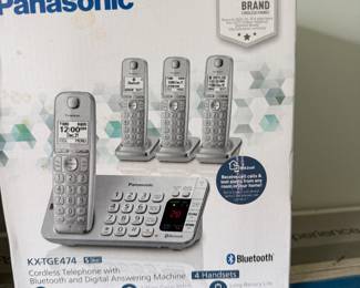 Panasonic KX-TGE 474 Silver Cordless Telephone With Bluetooth 3 Handsets Buy it now $14