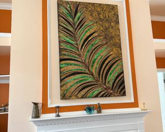 Gorgeous leaf/palm art large piece, BUY IT NOW $80