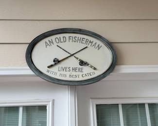Fishing Sign, "An Old Fisherman Lives here" BUY IT NOW $20