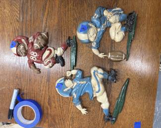 1976 Homco cast football player wall plaques