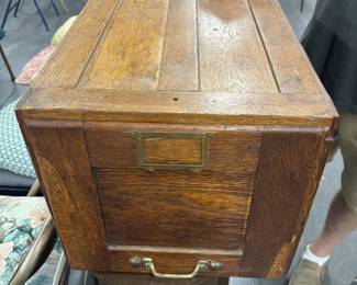 antique oak filing cabinet drawer