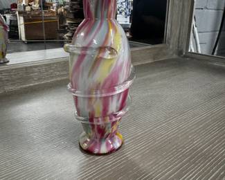 French Swirl Hand Blown Glass Vase