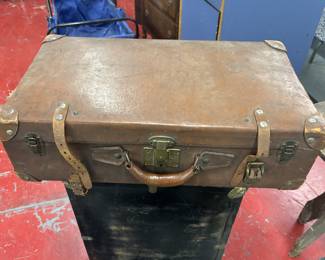  vintage brown leather suitcase