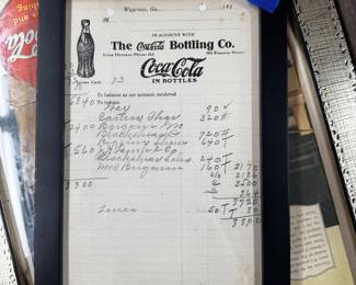 Framed Coca-Cola Invoice 