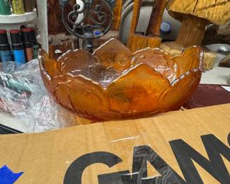 Carnival Glass Footed Fruit Bowl