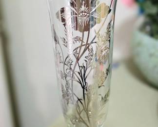 Silver Floral Painted Vase
