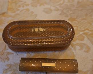 Cute gold star celluloid containers with Cartouches