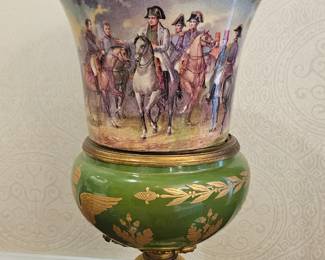 19th c Napoleon Scene Hand painted Urn decor,  amazing must see!