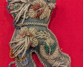Native American beaded pincushion boot form