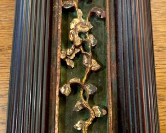 Stunning hand carved Japanese wood floral decor beautifully framed