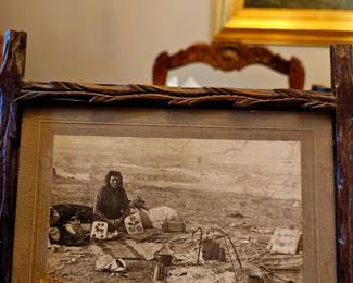 Late 19th c cabinet card, Native American at camp