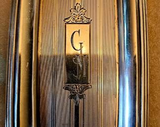 1930s sterling dresser tray, 5.5 inch, 47g, monogrammed