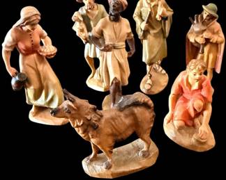 Vintage Anri Hand Craved Wood  Nativity Set Made in Italy 