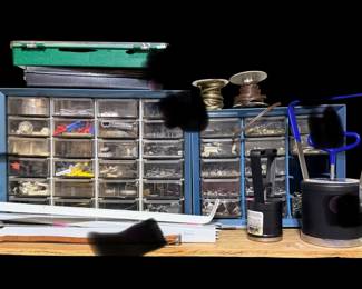 Cabinet storage boxes full