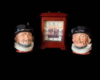 Vintage Royal Doulton character jugs large/ Seth Thomas Westminster clock