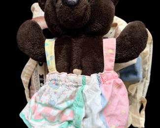 Vintage brown  BEAR  with lots of clothes