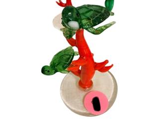 Vintage Art Glass Turtle Blown Glass Desk Decor