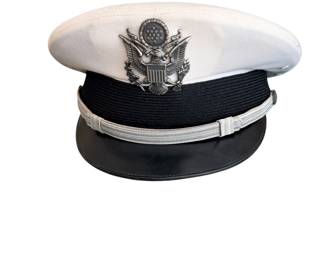The product is a vintage USAF Officers White Dress Cap,