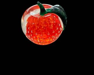 Vintage LENOX ArtGlass "Orchard Glory" Red Apple PAPERWEIGHT Controlled Bubbles