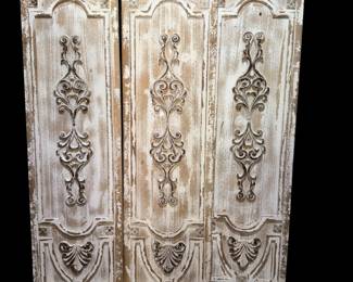 Three decorative wall hangings that could be put together for a screen