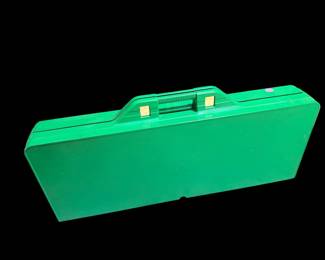 VTG 1991 Green Folding Portable Suitcase 4 Seat Picnic Table w/ Umbrella Hole