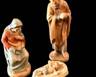 Vintage Anri Hand Craved Wood Nativity Set Made in Italy 