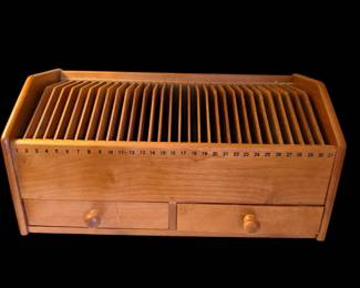 Vintage Solid Wood 31-Slot Desktop Bill Organizer Mail Sorter Drawer 