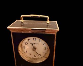 Howard Miller Black Enamel & Brass Desk Clock - Battery Operated