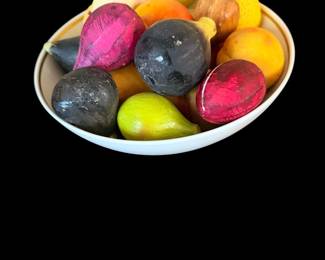 The handcrafted alabaster sculptures were made and purchased in Italy. Each piece resembles natural fruit. These realistic beauties have been a collectible item for decades and would be a wonderful addition to your alabaster fruit collection. 