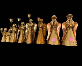 Brass and copper Christmas angels