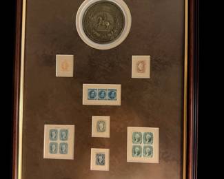 Framed confederate stamps