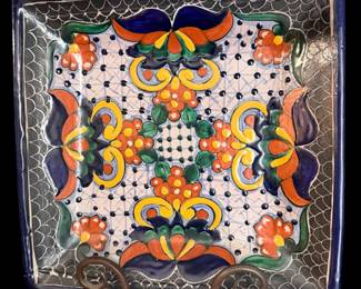 Mundo De Azulejos  Hand Painted Talavera Pottery Plate Puerto Vallarta Mexico
