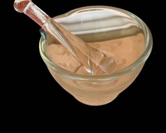 Heavy glass mortar, and pestle