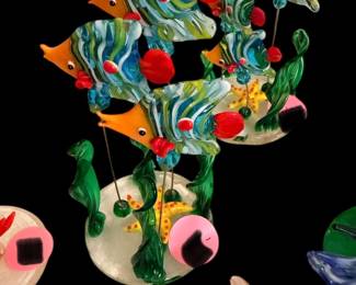 Vintage Art Glass Fish Blown Glass Desk Decor