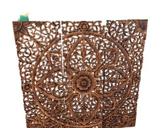 Lotus Mandala teak wall art