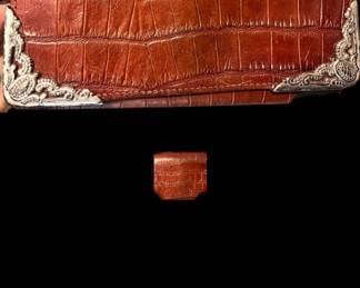 BRIGHTON  WALLET pebbled & moc. Crocodile Leather LG. WALLET Organizer Clutch