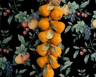 Ceramic Pears Fruit on rope vintage hand painted