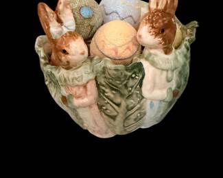 Easter rabbit bowl full of eggs