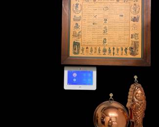 Copper molds and spice cabinet