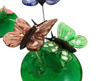 Vintage Art Glass Butterfly Blown Glass Desk Decor