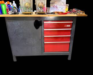 Craftsman four drawer workbench with cabinet and worktop