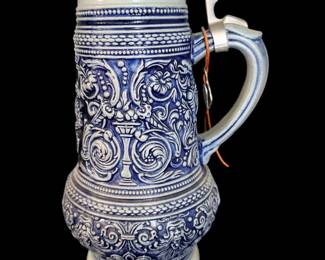 Large blue German stein