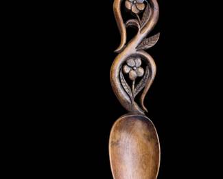 Hand carved decorative spoon signed in dated