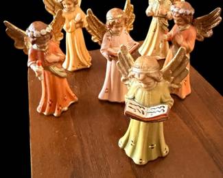 Vintage Gardena Art Italian Carved Wood Christmas Angels Musical Instrument Band