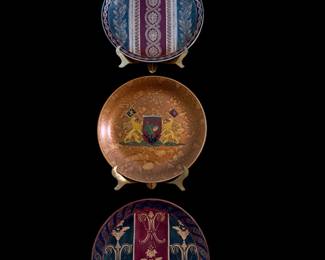 Oriental Decorative Plate Gold Accents  Warm Tones