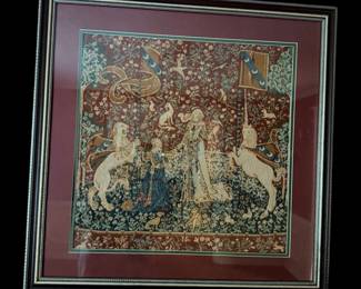 Vintage framed tapestry