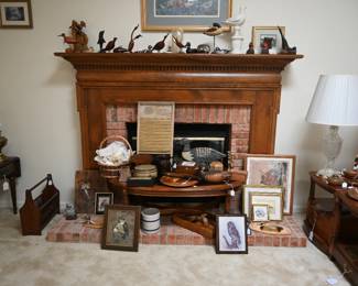 Vintage carved birds, primatives, decoys, and owl art