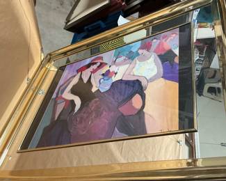 Itzchak Tarkay - Ladies in Conversation framed art